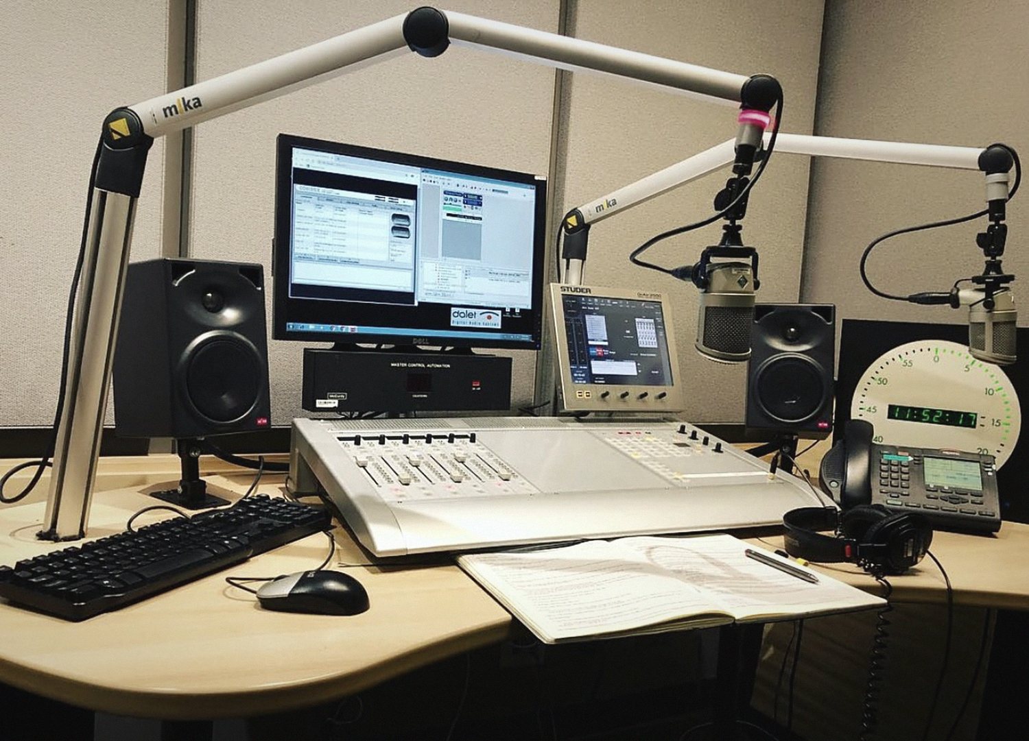 The mixing desk in the studio.